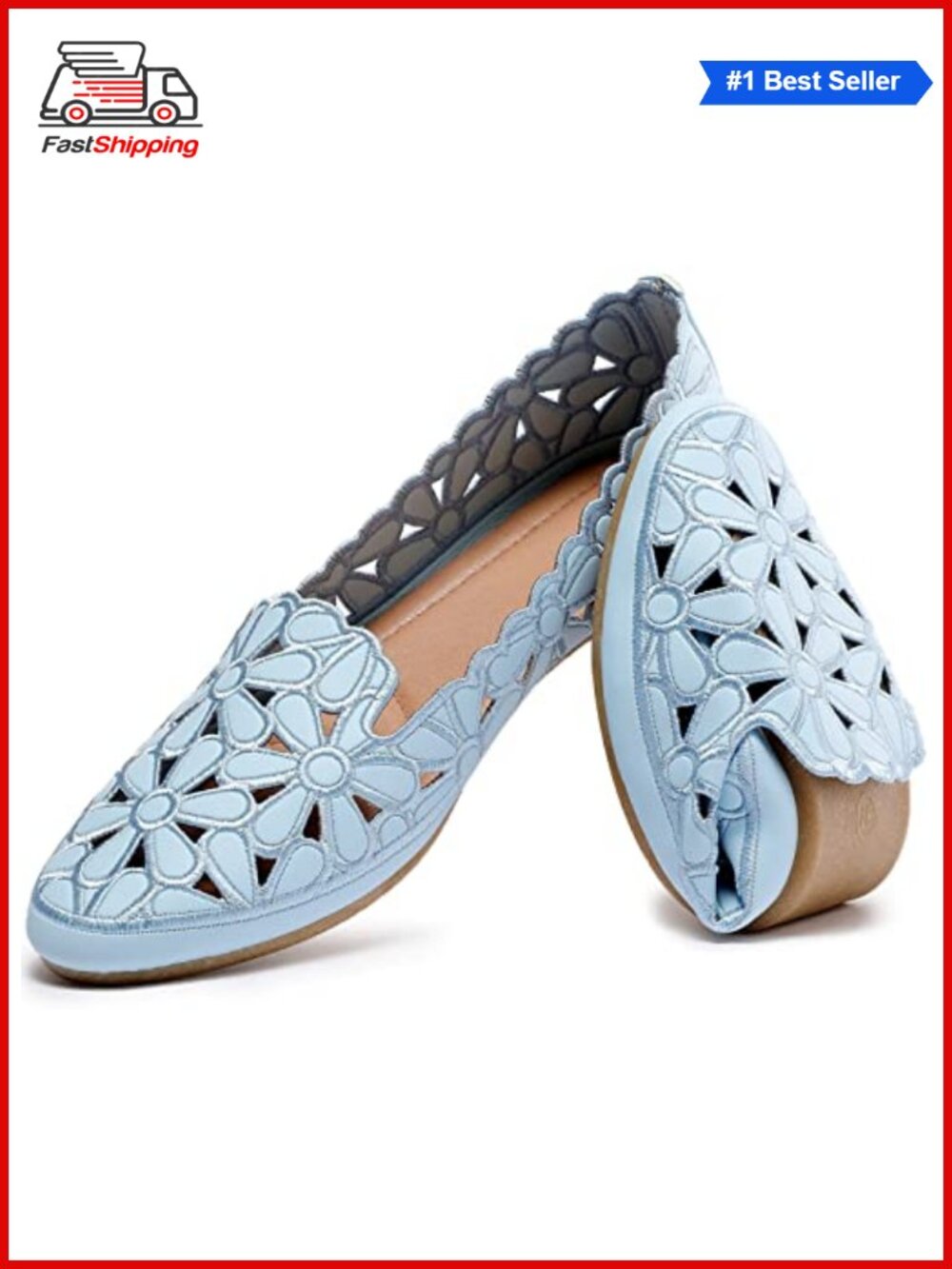 ✨HEAWISH Floral Ballet Flats Slip On Faux Leather Dress Shoes